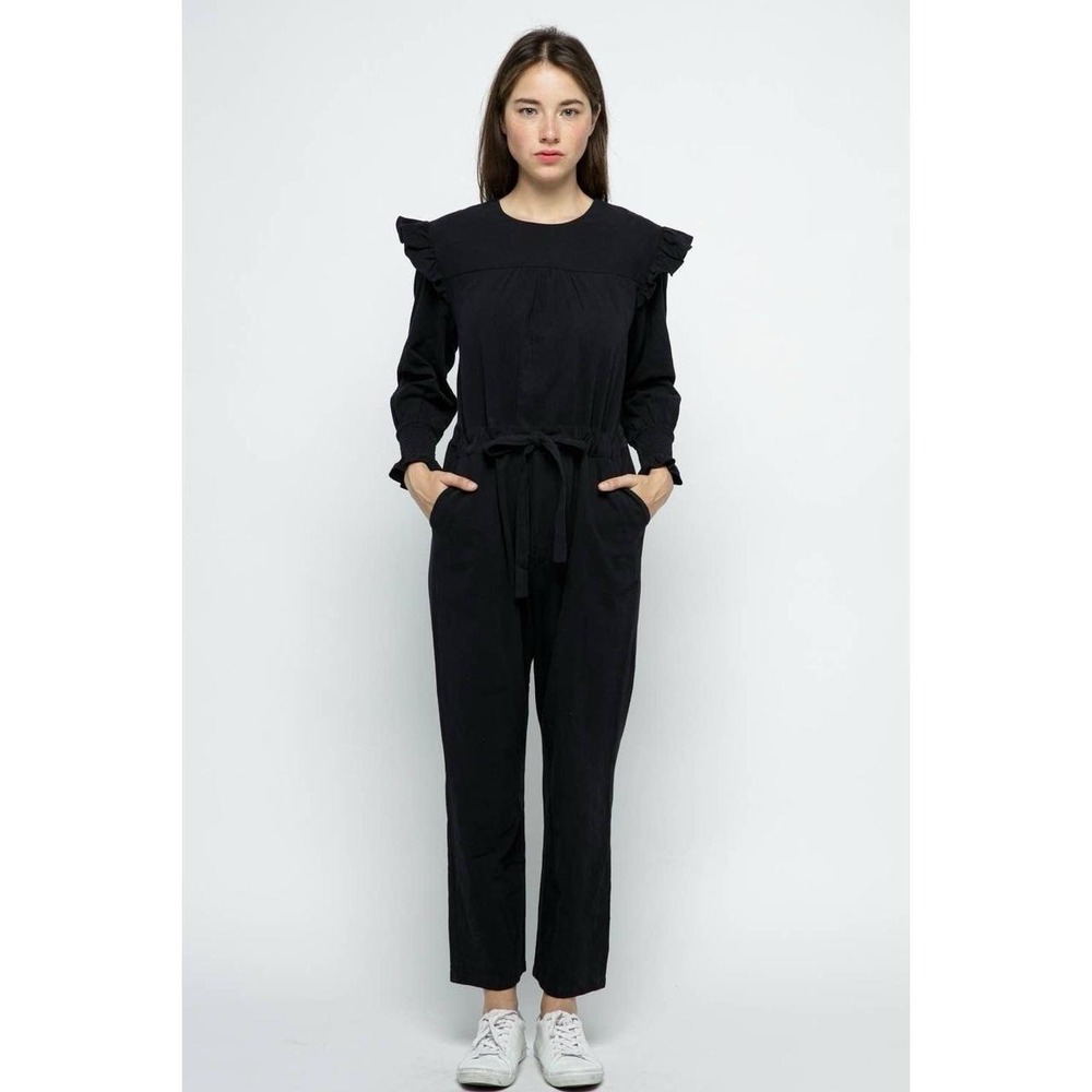 NWT‎ Merci Long Sleeve Smocking Cuff Ruffled Jumpsuit Small